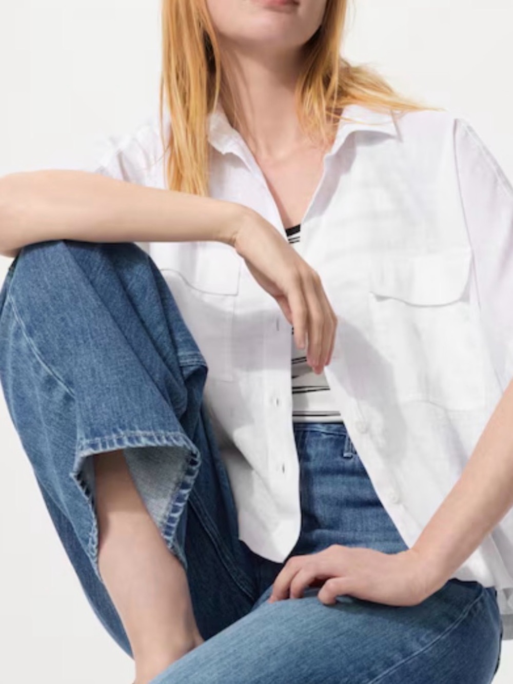 Uniqlo White Button-Up Shirt Top